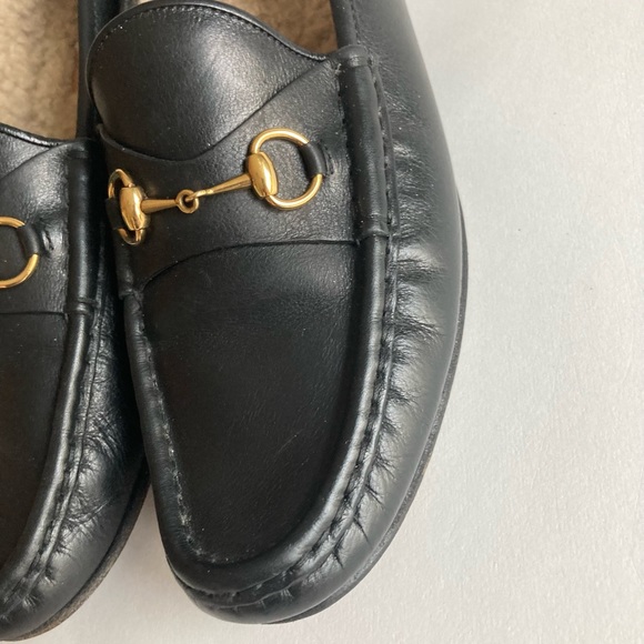 Gucci Black Genuine Leather Shearling Lining Loafers size EUR 40, US 9.5 - Picture 5 of 16